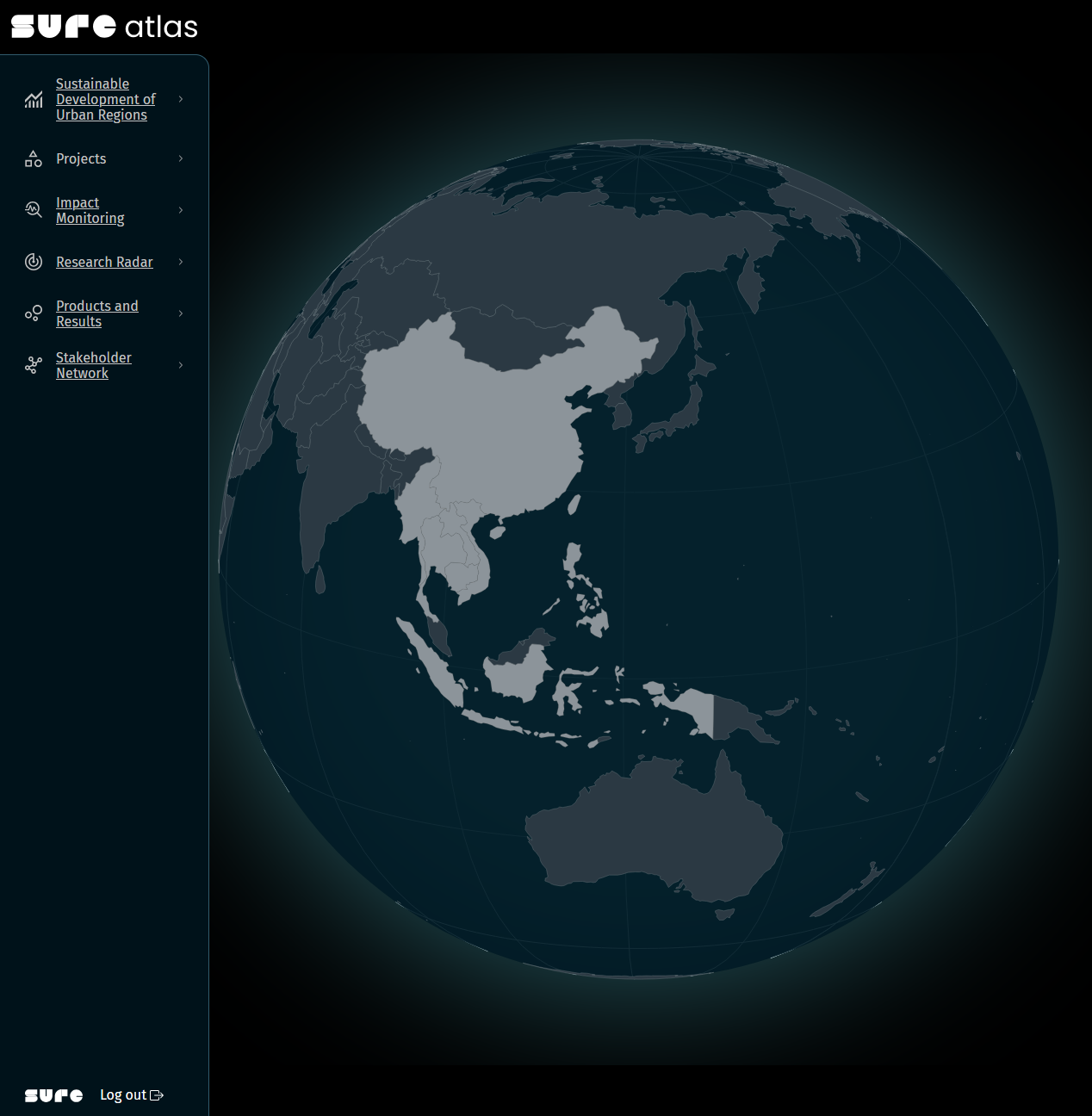 SURE atlas main page globe